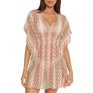 Becca 'Solstice' Crochet Swimsuit Cover-Up Tunic Dress, Cameo Multi